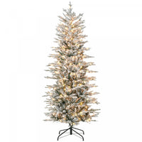 Homcom 6' Flocked Artificial Christmas Tree With Warm Yellow Clear Lights