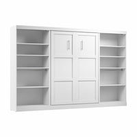 Bestar Pur Full Murphy Bed with Two Shelving Units (131 W) - White