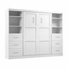 Bestar Pur Full Murphy Bed and Two Shelving Units with Drawers 109-Inch Wall Bed - White