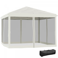 Outsunny 10' X 10' Pop Up Canopy Tent Gazebo With Removable Mesh Sidewall Netting, Carry Bag For Bac