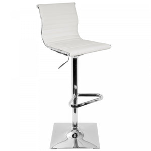 LumiSource Masters Faux Leather Contemporary Adjustable Barstool with Swivel - White