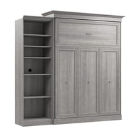 Bestar Versatile Queen Murphy Bed with Closet Organizer (92 W) - Platinum Grey