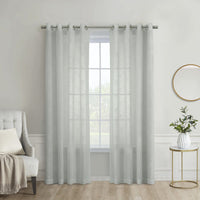 Habitat Boucle Light Grey Sheer Grommet Curtain Panel - 52 x 84