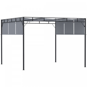 Outsunny 10' X 10' Retractable Pergola Canopy With Steel Frame, Outdoor Patio Gazebo For garden, lawn, backyard and deck - Dark Grey