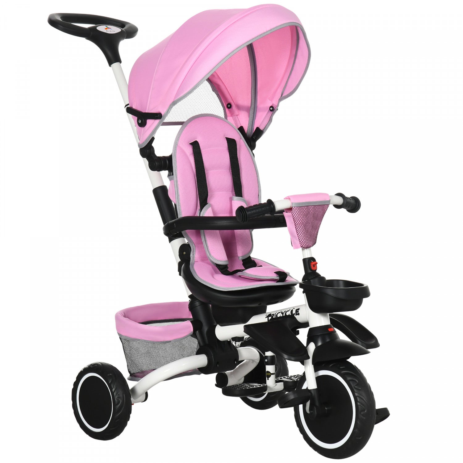 Aosom Pink 6 In 1 Toddler Tricycle With Rotatable Seat Rona