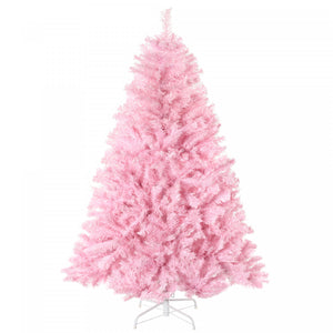 Homcom 5' Artificial Christmas Tree With Auto Open, Wide Shape, Pink