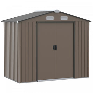 Outsunny 7' X 4' Garden Storage Shed W/ Foundation Kit And Double Doors Brown