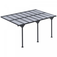 Outsunny 14' X 10' Outdoor Hardtop Pergola Polycarbonate Roof Gazebo With Adjustable Height, Aluminu