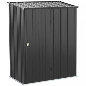 Outsunny 5' X 3' Outdoor Storage Shed, Steel Garden Shed With Single Lockable Door, Tool Storage House For Backyard, Patio, Lawn, Charcoal Grey