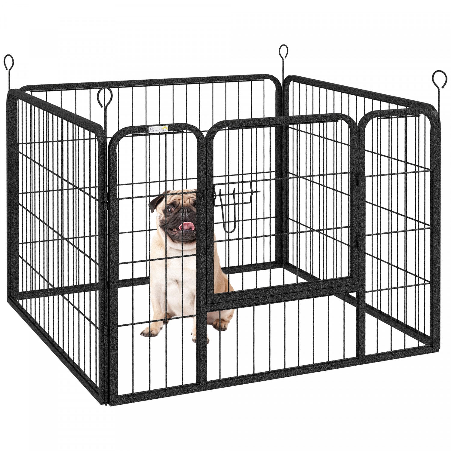 PawHut Dog Pen Dog Play Pen 4 Panels Dog Fence Outdoor Indoor with Gate for Small Animal 32 x 32 x 24