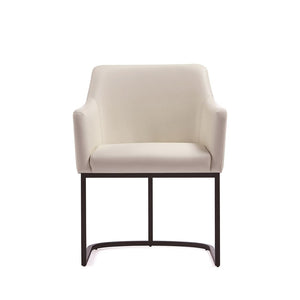 Manhattan Comfort Modern Serena Dining Chair Upholstered Leatherette with Steel Legs - Cream