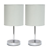 Simple Designs Chrome Mini Basic 2-Piece Table Lamp Set - Slate Grey