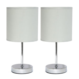 Simple Designs Chrome Mini Basic 2-Piece Table Lamp Set - Slate Grey