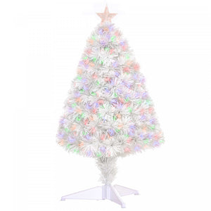 Homcom 2.5ft Prelit Artificial Tabletop Christmas Tree With Fiber Optics And 85 Tips