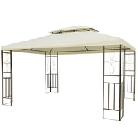 Outsunny 10x13ft Sun Shelter Patio Steel Gazebo Outdoor Party Event Canopy Vented Roof Cream White