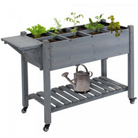 Outsunny Raised Garden Bed With 8 Grids And Storage Shelf, Elevated Planter Box With Legs, For Veget