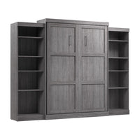 Bestar Pur Queen Murphy Bed and Two Shelving Units 115-Inch Wall Bed - Bark Grey