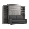 Bestar Versatile Queen Murphy Bed with Sofa and Closet Organizers (115 W) - Platinum Grey