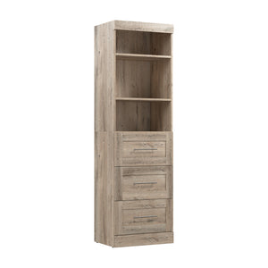 Bestar Pur 25 W Closet Organizer with Drawers - Rustic Brown