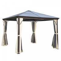 Outsunny 10' X 10' Hardtop Gazebo, Patio Gazebo Heavy Duty Sun Shade Shelter With Curtains, Aluminum