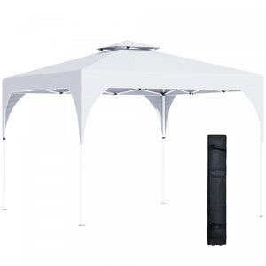 Outsunny 10'x10' Pop Up Canopy With 2 Tier Vented Roof Carrying Bag White