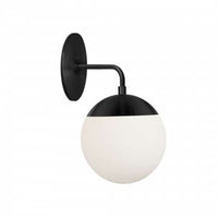 Dainolite Dayana 1 Light Wall Sconce Down Light Matte Black Finish White Glass Lamp