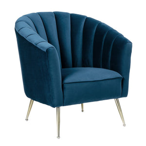 Manhattan Comfort Rosemont Velvet Accent Chair - Blue & Gold