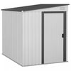 Outsunny 5 X 7ft Lean To Outdoor Storage Shed With Floor Foundation, Metal Garden Tool Storage House Organizer With Sliding Doors, Vents, Hooks, Adjustable Shelves For Backyard, Patio, Lawn, White