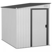 Outsunny 5 X 7ft Lean To Outdoor Storage Shed With Floor Foundation, Metal Garden Tool Storage House