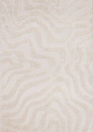 Lincoln Modern Luxurious Plush White Curves Area Rug - 5'3