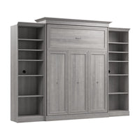 Bestar Versatile Queen Murphy Bed and Two Closet Organizers (115 W) - Platinum Grey