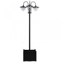 Outsunny 3-head Led Solar Light Lamp Street Light Post With Planter, Solar-powered Lamp Post, Black