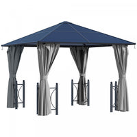 Outsunny 10' X 10' Hardtop Gazebo With Pc Board Roof And Aluminum Frame, Patio Gazebo With Curtains 