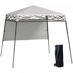 Outsunny 7' X 7' Garden Foldable Pop Up Gazebo Tent With Backpack & Adjustable Legs Outdoor Party Canopy, White & Black