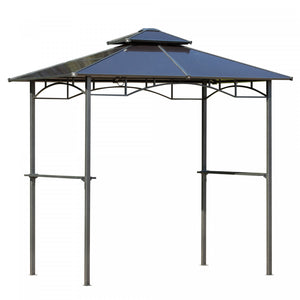 Outsunny 8' X 5' Hardtop Grill Gazebo, Aluminium Bbq Canopy Gazebo, Outdoor Canopy With Side Shelves & Double Roof