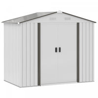 Outsunny 7' X 4' X 6' Garden Storage Shed Outdoor Patio Yard Metal Tool Storage House W/ Steel Floor