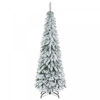 Homcom 6' Downswept Slim Snow Artificial Christmas Tree With Steel Base