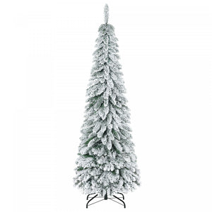 Homcom 6' Downswept Slim Snow Artificial Christmas Tree With Steel Base