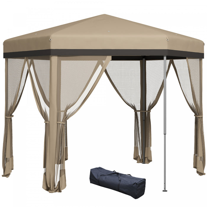 Outsunny 12x12 Pop Up Canopy Tent Hexagon Gazebo With Mosquito Net. The Brick