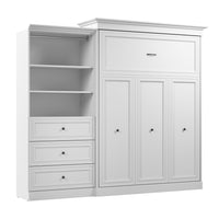 Bestar Versatile Queen Murphy Bed and Closet Organizer with Drawers (103 W) - White