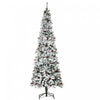 Homcom 7.5ft Snow Artificial Christmas Tree W/ Pine Cone, Red Berry