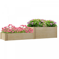 Outsunny Diy Wooden Raised Garden Bed Kit With Open Bottom, Two-box Outdoor Elevated Planter Box For