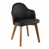 LumiSource Ahoy Faux Leather Mid-Century Dining Chair - Walnut/Black