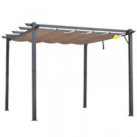 Outsunny 10' X 10' Outdoor Retractable Pergola Canopy, Aluminium Gazebo, Grape Trellis Sunshade Shel