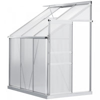 Outsunny 6' X 4' Aluminum Lean-to Greenhouse Polycarbonate Walk-in Garden Greenhouse With Adjustable