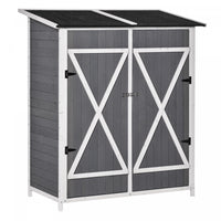 Outsunny 54.75''x29.5''x63'' Garden Storage Shed Asphalt Roof Wooden Timber Double Door Utility Stor