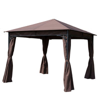 Outsunny 10x10ft Steel Garden Gazebo Patio Canopy Outdoor Event Party Tent Backyard Sun Shelter With