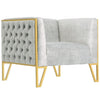 Manhattan Comfort Vector Velvet Accent Chair - Grey & Gold