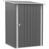 Outsunny 3.3' X 3.4' Lean-to Garden Storage Shed, Outdoor Galvanized Steel Tool House With Lockable Door For Patio, Backyard Lawn, Light Grey