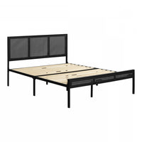 Hoya Natural Cane Metal Full Platform Bed - Pure Black